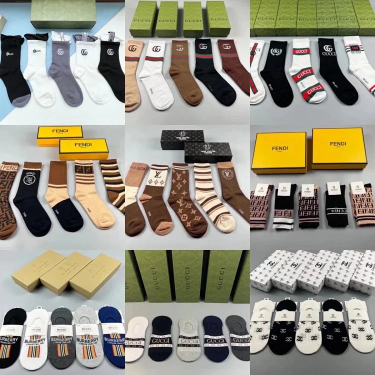 5 Pairs GUCCI & FENDI & LV Socks Accessory